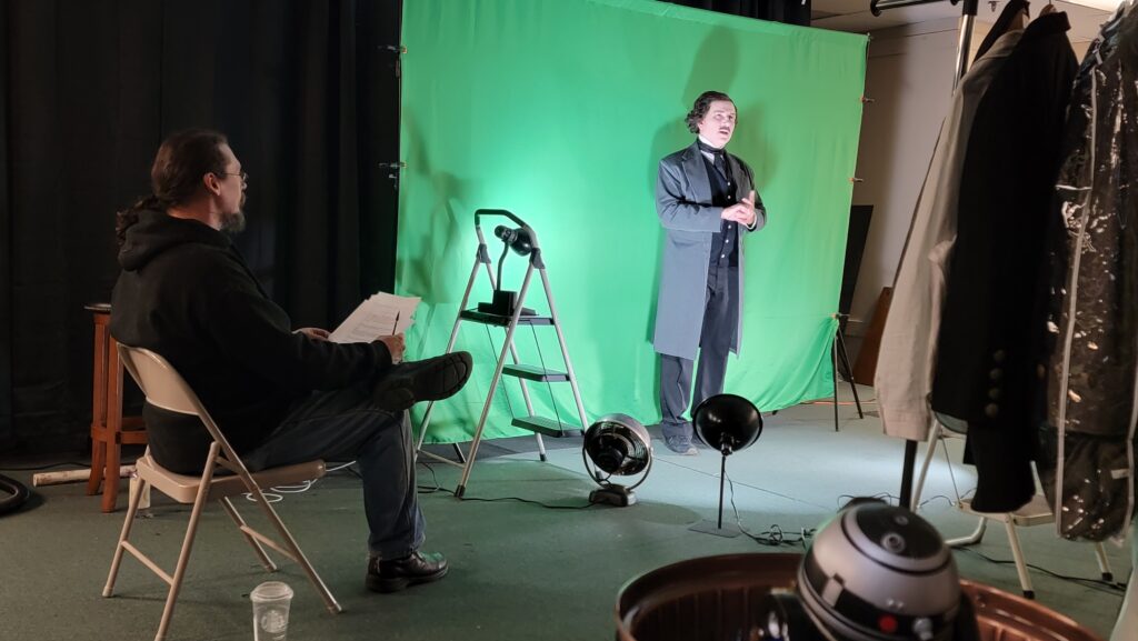 Campbell Harmon as Edgar Allan Poe.