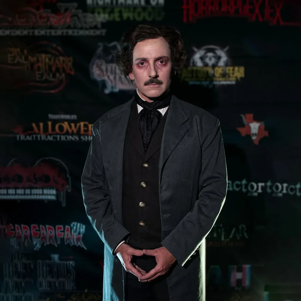 Campbell Harmon as Edgar Allan Poe.